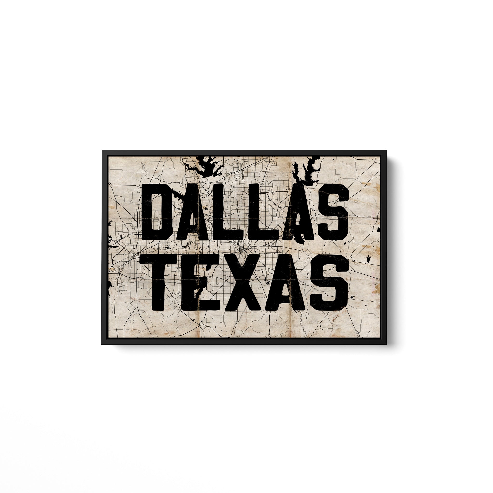 Beige Horizontal Dallas Texas Map Sign – ThirtySixDegree