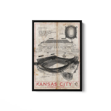 Kansas City Arrowhead Beige Blueprint Sign
