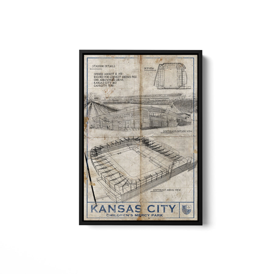 Vertical Beige Kansas City Soccer Stadium Sign
