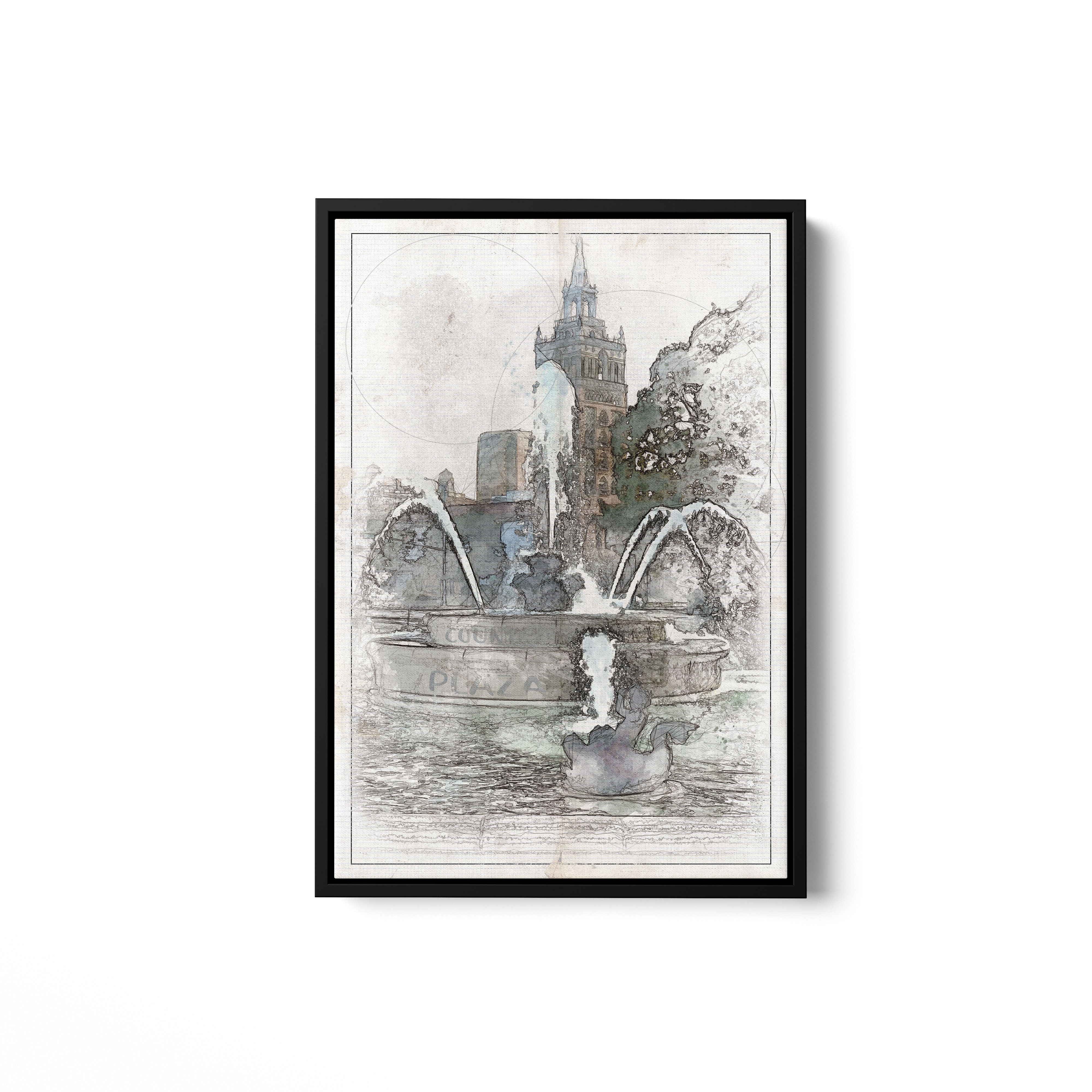 Plaza Watercolor Fountain Sign – ThirtySixDegree
