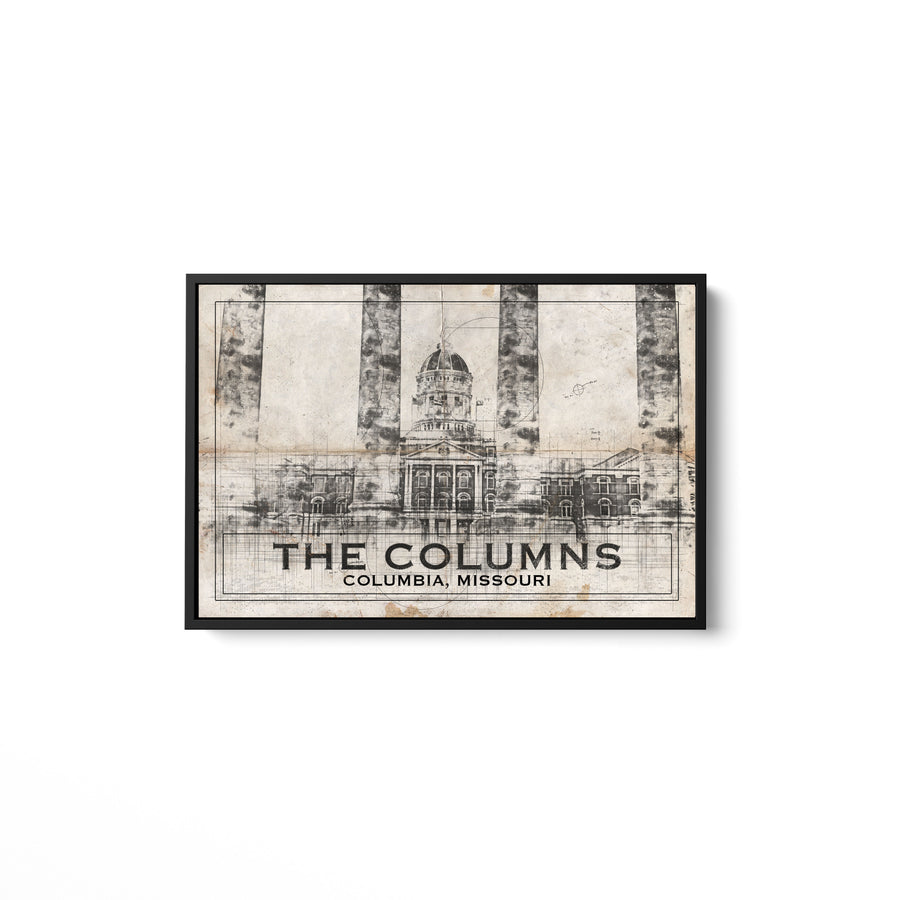 Beige Columbia Missouri Columns Blueprint Sign